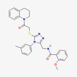 molecular formula C29H29N5O3S B2432726 N-((5-((2-(3,4-dihydroquinolin-1(2H)-yl)-2-oxoethyl)thio)-4-(m-tolyl)-4H-1,2,4-triazol-3-yl)methyl)-2-methoxybenzamide CAS No. 361481-93-8