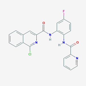 molecular formula C22H14ClFN4O2 B2432729 1-chloro-N-[5-fluoro-2-(pyridine-2-amido)phenyl]isoquinoline-3-carboxamide CAS No. 1797300-12-9