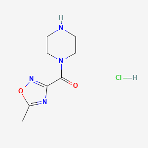 molecular formula C8H13ClN4O2 B2432769 1-(5-Methyl-1,2,4-oxadiazole-3-carbonyl)piperazine hydrochloride CAS No. 1909337-26-3