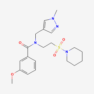 molecular formula C20H28N4O4S B2432772 3-甲氧基-N-[(1-甲基-1H-吡唑-4-基)甲基]-N-[2-(哌啶-1-基磺酰)乙基]苯甲酰胺 CAS No. 1010865-42-5