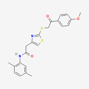molecular formula C22H22N2O3S2 B2432776 N-(2,5-二甲苯基)-2-(2-((2-(4-甲氧苯基)-2-氧代乙基)硫代)噻唑-4-基)乙酰胺 CAS No. 1021130-53-9
