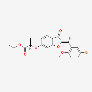 molecular formula C21H19BrO6 B2432779 (Z)-ethyl 2-((2-(5-bromo-2-methoxybenzylidene)-3-oxo-2,3-dihydrobenzofuran-6-yl)oxy)propanoate CAS No. 620546-54-5