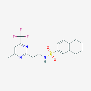 molecular formula C18H20F3N3O2S B2432803 N-(2-(4-methyl-6-(trifluoromethyl)pyrimidin-2-yl)ethyl)-5,6,7,8-tetrahydronaphthalene-2-sulfonamide CAS No. 1396765-01-7