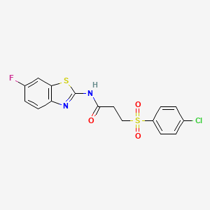 molecular formula C16H12ClFN2O3S2 B2432804 3-((4-chlorophenyl)sulfonyl)-N-(6-fluorobenzo[d]thiazol-2-yl)propanamide CAS No. 895455-94-4