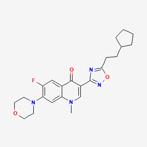 molecular formula C23H27FN4O3 B2432805 3-[5-(2-Cyclopentylethyl)-1,2,4-oxadiazol-3-yl]-6-fluoro-1-methyl-7-morpholin-4-ylquinolin-4-one CAS No. 2309748-85-2