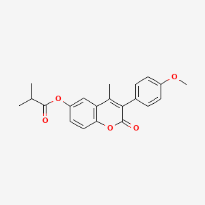 molecular formula C21H20O5 B2432808 3-(4-methoxyphenyl)-4-methyl-2-oxo-2H-chromen-6-yl 2-methylpropanoate CAS No. 869341-74-2