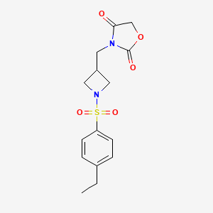 molecular formula C15H18N2O5S B2432814 3-((1-((4-乙基苯基)磺酰基)氮杂环丁-3-基)甲基)恶唑烷-2,4-二酮 CAS No. 2034524-43-9