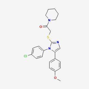 molecular formula C23H24ClN3O2S B2432821 2-((1-(4-氯苯基)-5-(4-甲氧基苯基)-1H-咪唑-2-基)硫代)-1-(哌啶-1-基)乙酮 CAS No. 1226449-64-4