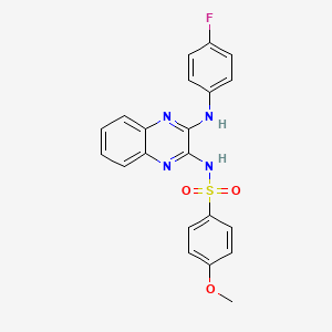 molecular formula C21H17FN4O3S B2432832 N-(3-((4-fluorophenyl)amino)quinoxalin-2-yl)-4-methoxybenzenesulfonamide CAS No. 714945-16-1