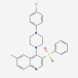 molecular formula C26H24ClN3O2S B2432845 4-(4-(4-氯苯基)哌嗪-1-基)-6-甲基-3-(苯磺酰基)喹啉 CAS No. 887224-56-8
