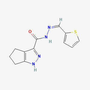molecular formula C12H12N4OS B2432851 (Z)-N'-(噻吩-2-基亚甲基)-1,4,5,6-四氢环戊[c]吡唑-3-甲酰肼 CAS No. 403644-08-6