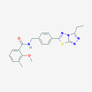molecular formula C21H21N5O2S B243286 N-[4-(3-ethyl[1,2,4]triazolo[3,4-b][1,3,4]thiadiazol-6-yl)benzyl]-2-methoxy-3-methylbenzamide 