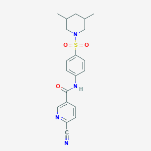 molecular formula C20H22N4O3S B2432862 6-Cyano-N-[4-(3,5-dimethylpiperidin-1-yl)sulfonylphenyl]pyridine-3-carboxamide CAS No. 2361690-56-2