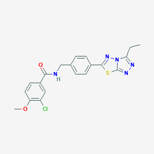 molecular formula C20H18ClN5O2S B243287 3-chloro-N-[4-(3-ethyl[1,2,4]triazolo[3,4-b][1,3,4]thiadiazol-6-yl)benzyl]-4-methoxybenzamide 
