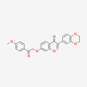 molecular formula C26H20O7 B2432878 3-(2,3-Dihydro-1,4-benzodioxin-6-yl)-7-[2-(4-methoxyphenyl)-2-oxoethoxy]chromen-4-on CAS No. 858770-21-5