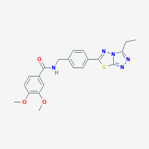 molecular formula C21H21N5O3S B243288 N-[4-(3-ethyl[1,2,4]triazolo[3,4-b][1,3,4]thiadiazol-6-yl)benzyl]-3,4-dimethoxybenzamide 