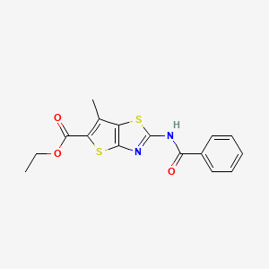 molecular formula C16H14N2O3S2 B2432881 2-苯甲酰胺基-6-甲基噻吩并[2,3-d][1,3]噻唑-5-羧酸乙酯 CAS No. 681156-23-0