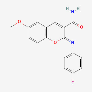 molecular formula C17H13FN2O3 B2432888 (2z)-2-[(4-Fluorophenyl)imino]-6-methoxy-2h-chromene-3-carboxamide CAS No. 325856-81-3