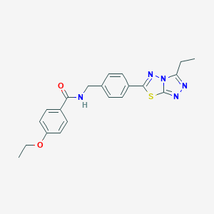 molecular formula C21H21N5O2S B243289 4-ethoxy-N-[4-(3-ethyl[1,2,4]triazolo[3,4-b][1,3,4]thiadiazol-6-yl)benzyl]benzamide 