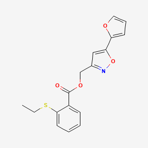 B2432892 (5-(Furan-2-yl)isoxazol-3-yl)methyl 2-(ethylthio)benzoate CAS No. 1105202-39-8