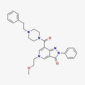 molecular formula C28H31N5O3 B2432899 5-(2-甲氧基乙基)-7-(4-苯乙基哌嗪-1-羰基)-2-苯基-2H-吡唑并[4,3-c]吡啶-3(5H)-酮 CAS No. 1105217-22-8