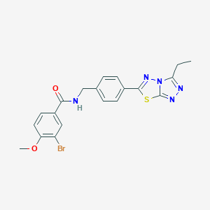 molecular formula C20H18BrN5O2S B243290 3-bromo-N-[4-(3-ethyl[1,2,4]triazolo[3,4-b][1,3,4]thiadiazol-6-yl)benzyl]-4-methoxybenzamide 