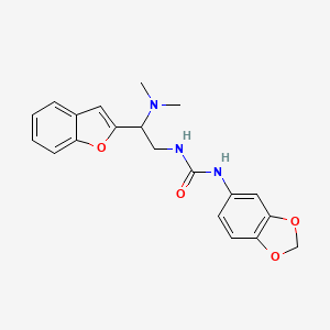 molecular formula C20H21N3O4 B2432906 1-(苯并[d][1,3]二氧杂环-5-基)-3-(2-(苯并呋喃-2-基)-2-(二甲氨基)乙基)脲 CAS No. 2034563-50-1