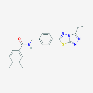 molecular formula C21H21N5OS B243291 N-[4-(3-ethyl[1,2,4]triazolo[3,4-b][1,3,4]thiadiazol-6-yl)benzyl]-3,4-dimethylbenzamide 