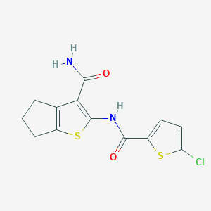 molecular formula C13H11ClN2O2S2 B2432911 2-(5-氯噻吩-2-甲酰胺)-5,6-二氢-4H-环戊[b]噻吩-3-甲酰胺 CAS No. 391225-66-4