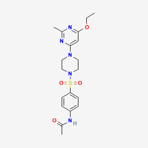 molecular formula C19H25N5O4S B2432926 N-(4-((4-(6-ethoxy-2-methylpyrimidin-4-yl)piperazin-1-yl)sulfonyl)phenyl)acetamide CAS No. 946232-76-4