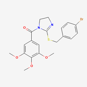 molecular formula C20H21BrN2O4S B2432934 [2-[(4-溴苯基)甲硫基]-4,5-二氢咪唑-1-基]-(3,4,5-三甲氧基苯基)甲酮 CAS No. 851800-59-4