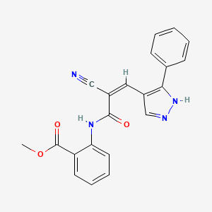 molecular formula C21H16N4O3 B2432935 (Z)-methyl 2-(2-cyano-3-(3-phenyl-1H-pyrazol-4-yl)acrylamido)benzoate CAS No. 1007192-43-9