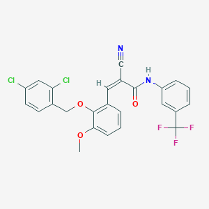 molecular formula C25H17Cl2F3N2O3 B2432938 (Z)-2-Cyano-3-[2-[(2,4-dichlorophenyl)methoxy]-3-methoxyphenyl]-N-[3-(trifluoromethyl)phenyl]prop-2-enamide CAS No. 380478-33-1