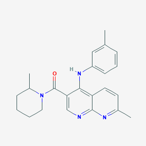 molecular formula C23H26N4O B2432941 (7-Methyl-4-(m-tolylamino)-1,8-naphthyridin-3-yl)(2-methylpiperidin-1-yl)methanone CAS No. 1251677-27-6