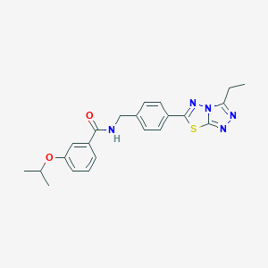 molecular formula C22H23N5O2S B243295 N-[4-(3-ethyl[1,2,4]triazolo[3,4-b][1,3,4]thiadiazol-6-yl)benzyl]-3-isopropoxybenzamide 