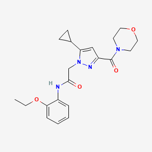molecular formula C21H26N4O4 B2432955 2-(5-cyclopropyl-3-(morpholine-4-carbonyl)-1H-pyrazol-1-yl)-N-(2-ethoxyphenyl)acetamide CAS No. 1171541-80-2