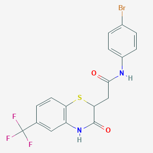 molecular formula C17H12BrF3N2O2S B2432962 N-(4-bromophenyl)-2-[3-oxo-6-(trifluoromethyl)-3,4-dihydro-2H-1,4-benzothiazin-2-yl]acetamide CAS No. 385786-44-7
