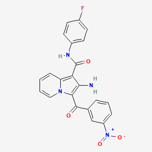 molecular formula C22H15FN4O4 B2432966 2-amino-N-(4-fluorophenyl)-3-(3-nitrobenzoyl)indolizine-1-carboxamide CAS No. 906163-29-9
