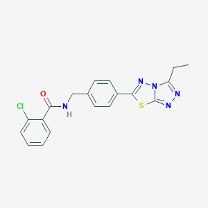 molecular formula C19H16ClN5OS B243298 2-chloro-N-[4-(3-ethyl[1,2,4]triazolo[3,4-b][1,3,4]thiadiazol-6-yl)benzyl]benzamide 