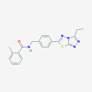 molecular formula C20H19N5OS B243299 N-[4-(3-ethyl[1,2,4]triazolo[3,4-b][1,3,4]thiadiazol-6-yl)benzyl]-2-methylbenzamide 