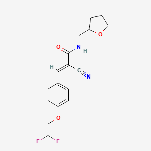 molecular formula C17H18F2N2O3 B2432992 (E)-2-Cyano-3-[4-(2,2-difluoroethoxy)phenyl]-N-(oxolan-2-ylmethyl)prop-2-enamide CAS No. 1436372-87-0