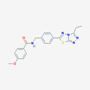 molecular formula C20H19N5O2S B243300 N-[4-(3-ethyl[1,2,4]triazolo[3,4-b][1,3,4]thiadiazol-6-yl)benzyl]-4-methoxybenzamide 