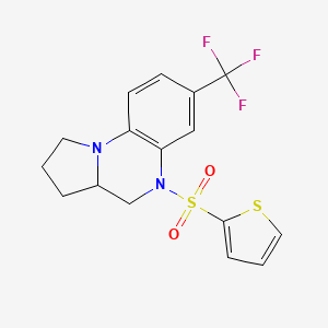 molecular formula C16H15F3N2O2S2 B2433000 5-(2-噻吩基磺酰基)-7-(三氟甲基)-1,2,3,3a,4,5-六氢吡咯并[1,2-a]喹喔啉 CAS No. 861206-82-8