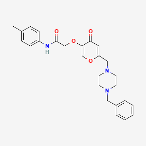 molecular formula C26H29N3O4 B2433001 2-((6-((4-benzylpiperazin-1-yl)methyl)-4-oxo-4H-pyran-3-yl)oxy)-N-(p-tolyl)acetamide CAS No. 898455-96-4