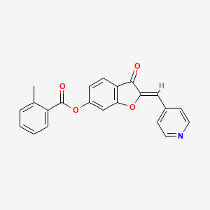 molecular formula C22H15NO4 B2433010 (Z)-3-氧代-2-(吡啶-4-基亚甲基)-2,3-二氢苯并呋喃-6-基 2-甲基苯甲酸酯 CAS No. 622363-77-3