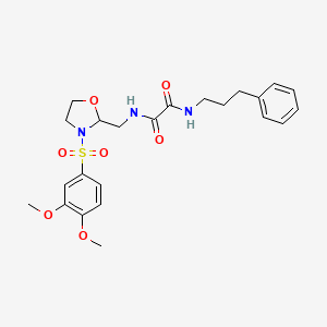 molecular formula C23H29N3O7S B2433019 N1-((3-((3,4-dimethoxyphenyl)sulfonyl)oxazolidin-2-yl)methyl)-N2-(3-phenylpropyl)oxalamide CAS No. 868983-13-5