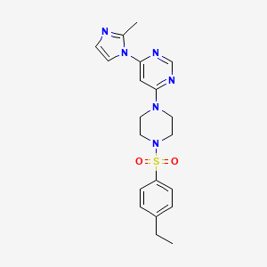 molecular formula C20H24N6O2S B2433020 4-(4-((4-ethylphenyl)sulfonyl)piperazin-1-yl)-6-(2-methyl-1H-imidazol-1-yl)pyrimidine CAS No. 1172927-52-4