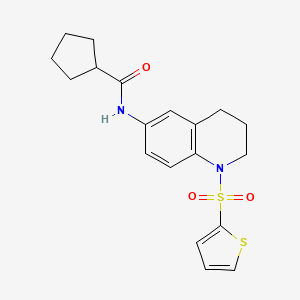 molecular formula C19H22N2O3S2 B2433025 N-(1-thiophen-2-ylsulfonyl-3,4-dihydro-2H-quinolin-6-yl)cyclopentanecarboxamide CAS No. 941971-72-8