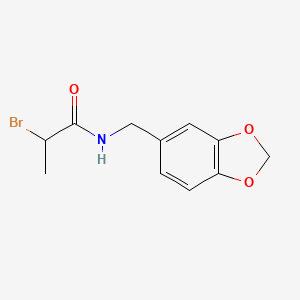 molecular formula C11H12BrNO3 B2433036 N-(1,3-Benzodioxol-5-ylmethyl)-2-bromopropanamide CAS No. 1225833-60-2