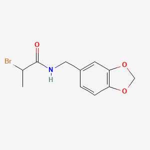 molecular formula C11H12BrNO3 B2433036 N-(1,3-苯并二氧杂环-5-基甲基)-2-溴丙酰胺 CAS No. 1225833-60-2